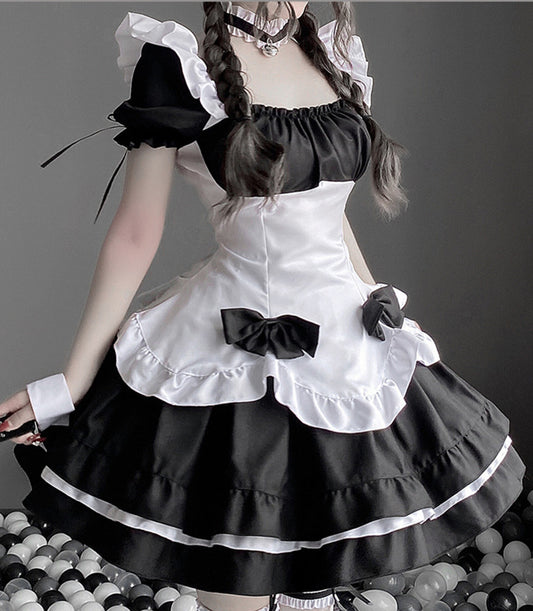 Anime Maid Cosplay Costume Dress for School Girls Halloween Maid Outfits Cute Lolita Dress YCC043