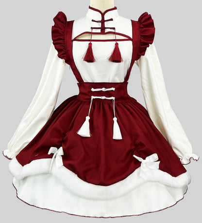 Anime Maid Cosplay Costume Dress for School Girls Halloween Maid Outfits Cute Lolita Dress YCC031