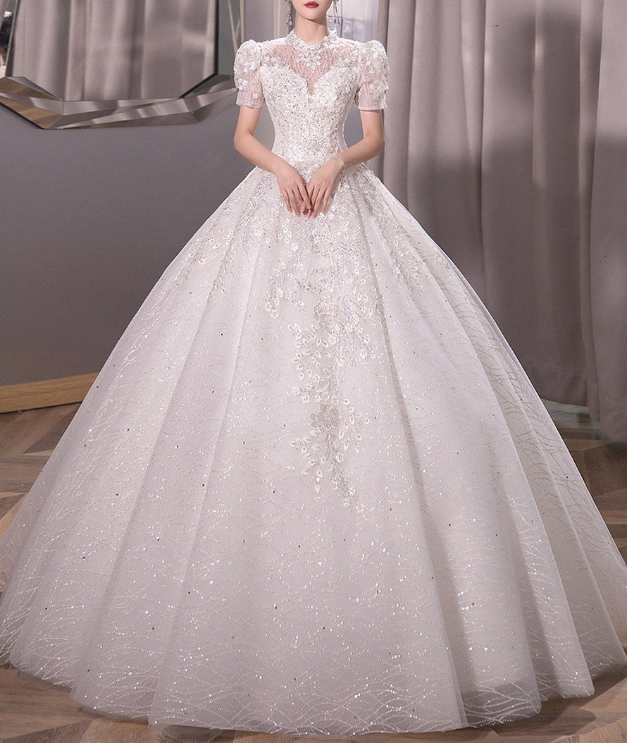 Women Princess Lace Wedding Dresses Long Appliques Bridal Gowns YWD011