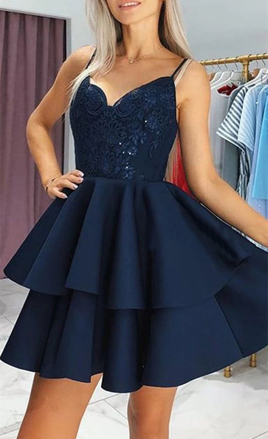 Women Lace Prom Dresses Short Cocktail Gowns Girls Satin Homecoming Dresses Short Graduation Dress YHD112
