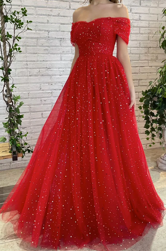 Women A-Line Prom Dresses Long Tulle Evening Party Dress YPD056