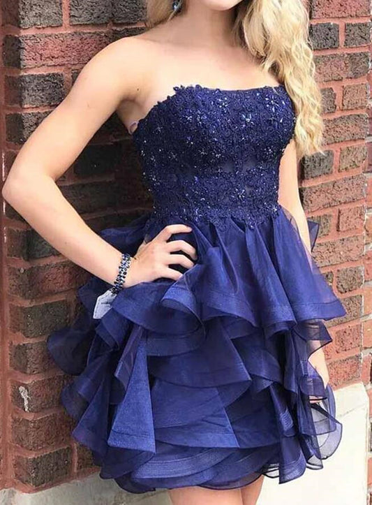 Women Lace Prom Dresses Short Cocktail Gowns Girls Appliques Homecoming Dresses Short Graduation Dress YHD270