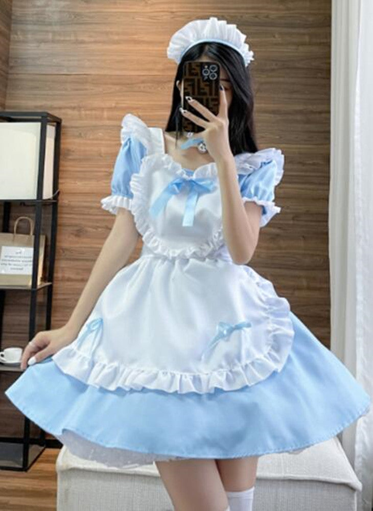 Anime Maid Cosplay Costume Dress for School Girls Halloween Maid Outfits Cute Lolita Dress YCC090