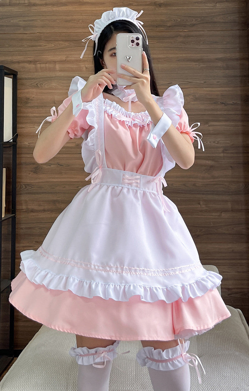 Anime Maid Cosplay Costume Dress for School Girls Halloween Maid Outfits Cute Lolita Dress YCC061