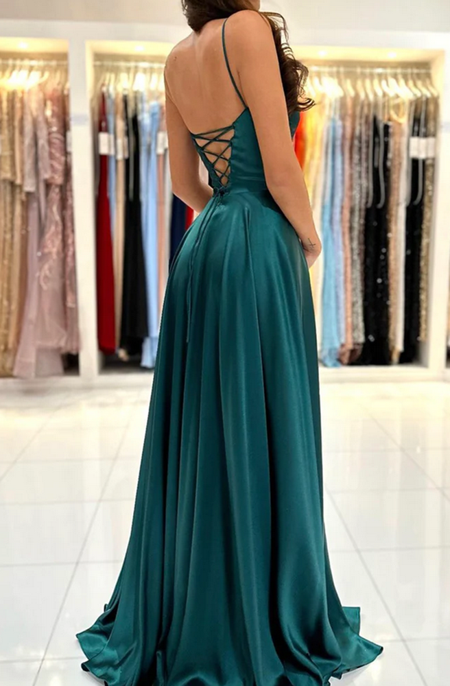 Miao Duo Women's Long Spaghetti Straps Bridesmaid Dress With Slit Off