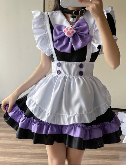 Anime Maid Cosplay Costume Dress for School Girls Halloween Maid Outfits Cute Lolita Dress YCC009