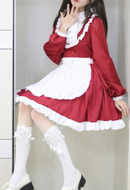 Anime Maid Cosplay Costume Dress for School Girls Halloween Maid Outfits Cute Lolita Dress YCC075