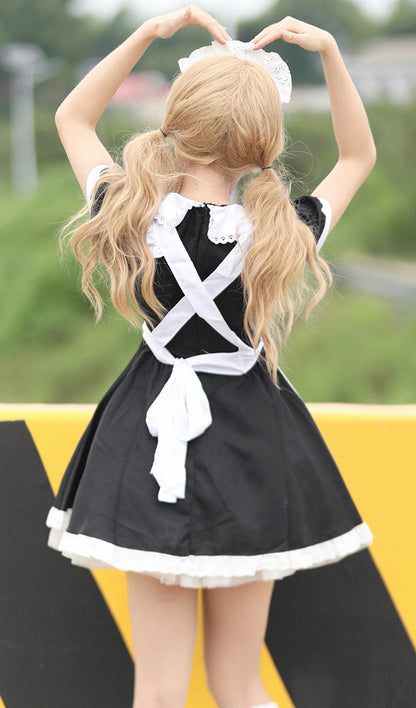 Anime Maid Cosplay Costume Dress for School Girls Halloween Maid Outfits Cute Lolita Dress YCC035