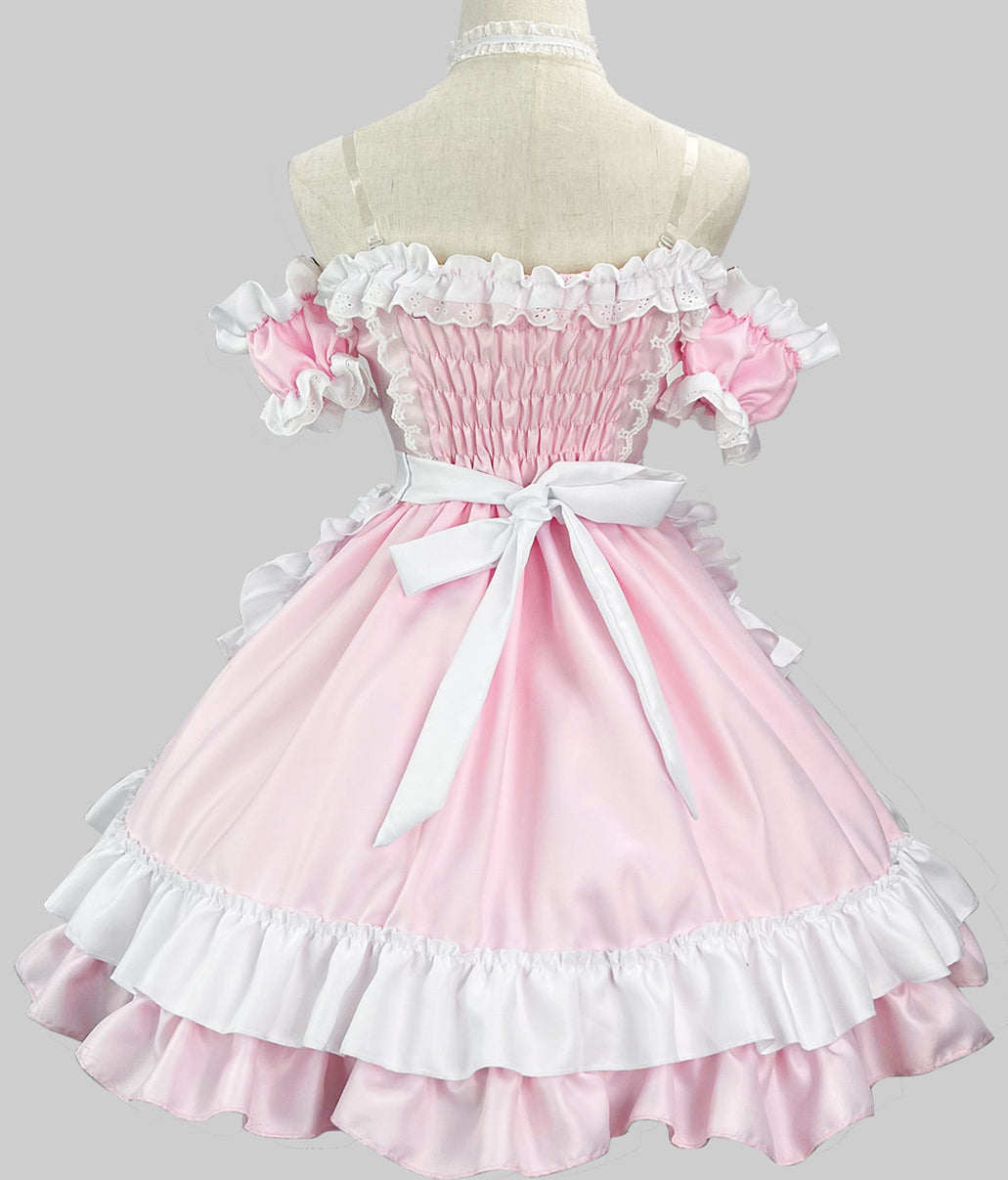 Anime Maid Cosplay Costume Dress for School Girls Halloween Maid Outfits Cute Lolita Dress YCC034