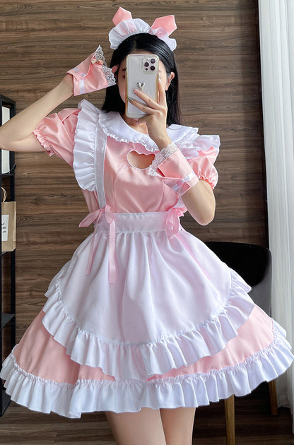 Anime Maid Cosplay Costume Dress for School Girls Halloween Maid Outfits Cute Lolita Dress YCC080