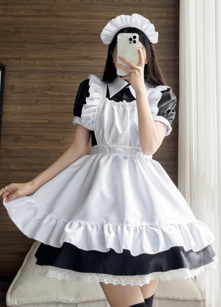 Anime Maid Cosplay Costume Dress for School Girls Halloween Maid Outfits Cute Lolita Dress YCC011