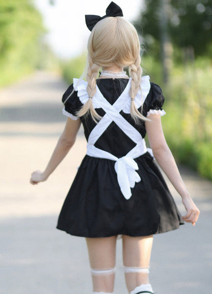 Anime Maid Cosplay Costume Dress for School Girls Halloween Maid Outfits Cute Lolita Dress YCC072