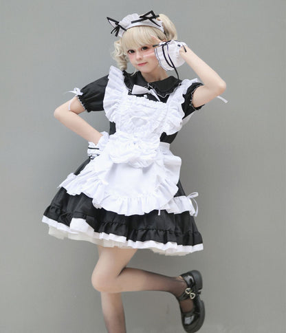 Anime Maid Cosplay Costume Dress for School Girls Halloween Maid Outfits Cute Lolita Dress YCC016