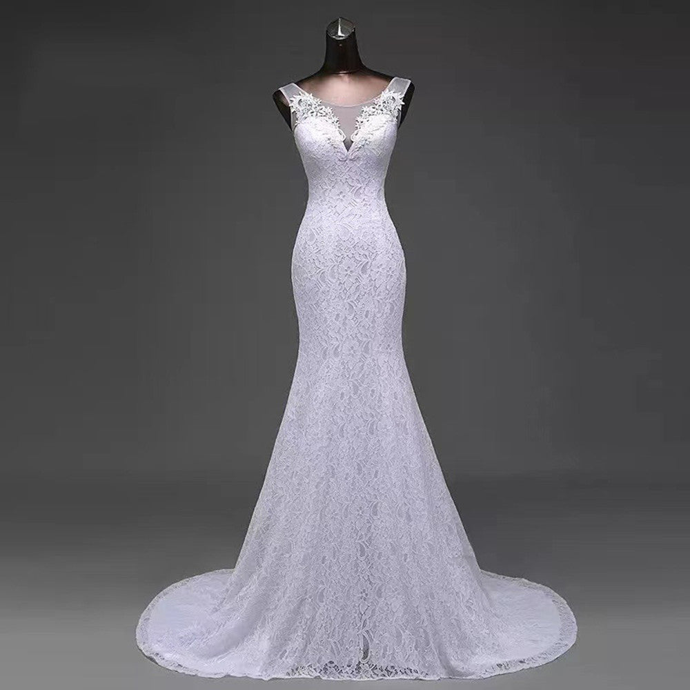 Women Mermaid Lace Wedding Dresses Long Appliques Bridal Gowns YWD006