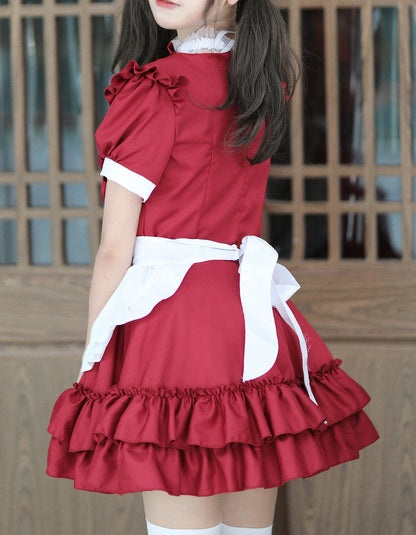 Anime Maid Cosplay Costume Dress for School Girls Halloween Maid Outfits Cute Lolita Dress YCC104