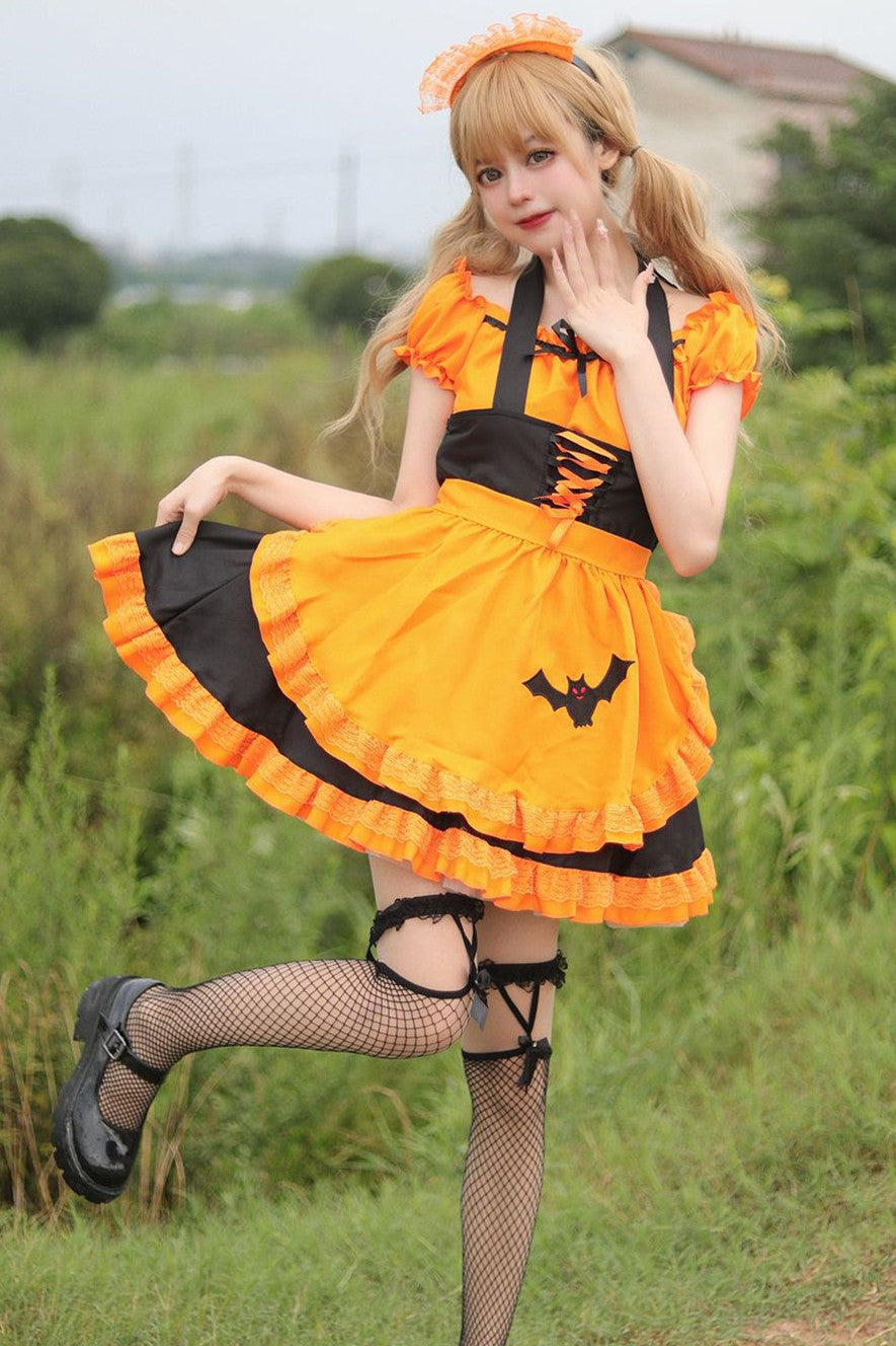 Anime Maid Cosplay Costume Dress for School Girls Halloween Maid Outfits Cute Lolita Dress YCC014