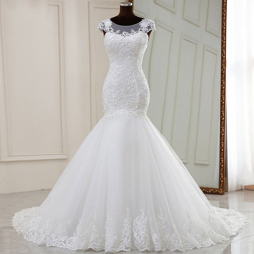 Women Mermaid Lace Wedding Dresses Long Appliques Bridal Gowns YWD009