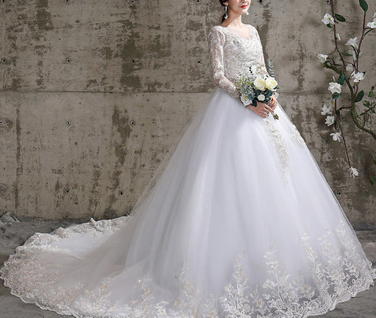 Women Lace Wedding Dresses Long Appliques Bridal Gowns YWD015