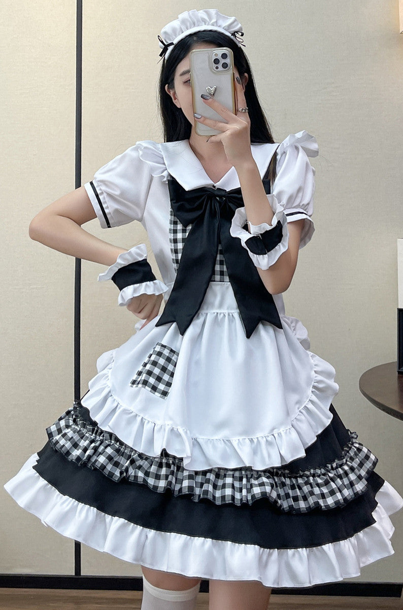 Anime Maid Cosplay Costume Dress for School Girls Halloween Maid Outfits Cute Lolita Dress YCC083