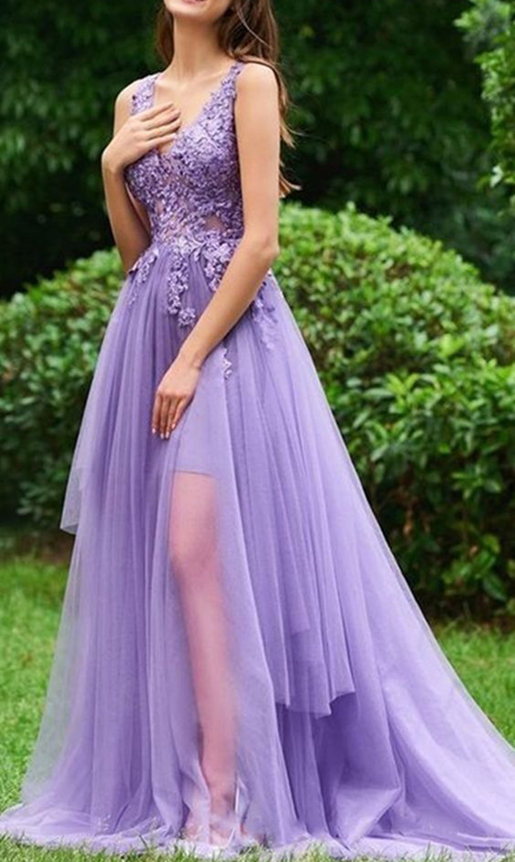 Women Lace Prom Dresses Long Appliques Evening Gowns Sleeveless Formal Party Dress YPD912