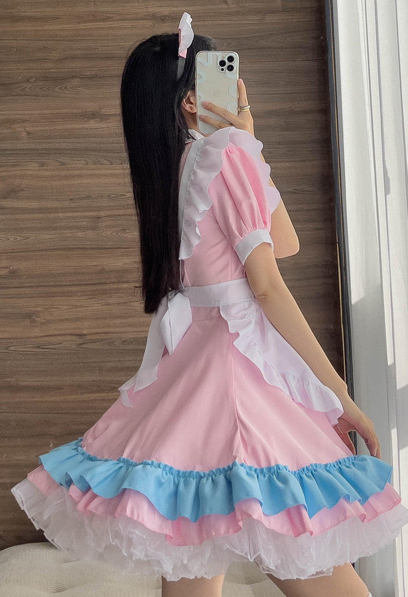 Anime Maid Cosplay Costume Dress for School Girls Halloween Maid Outfits Cute Lolita Dress YCC114