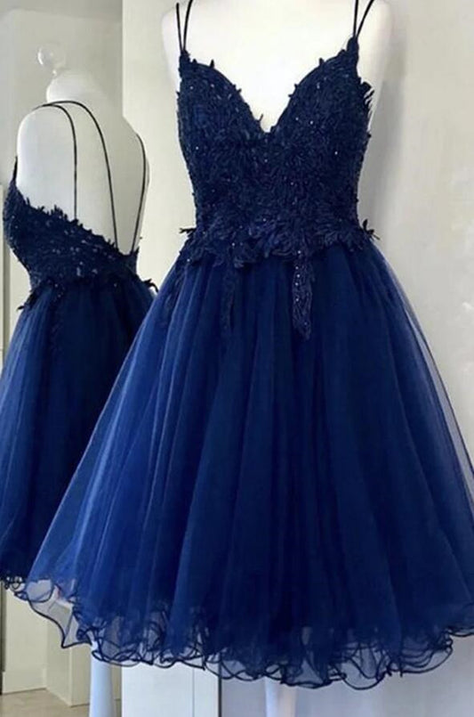 Women Lace Appliques Prom Dresses Short Cocktail Gowns Girls V-Neck Homecoming Dresses Short Graduation Dress YHD253