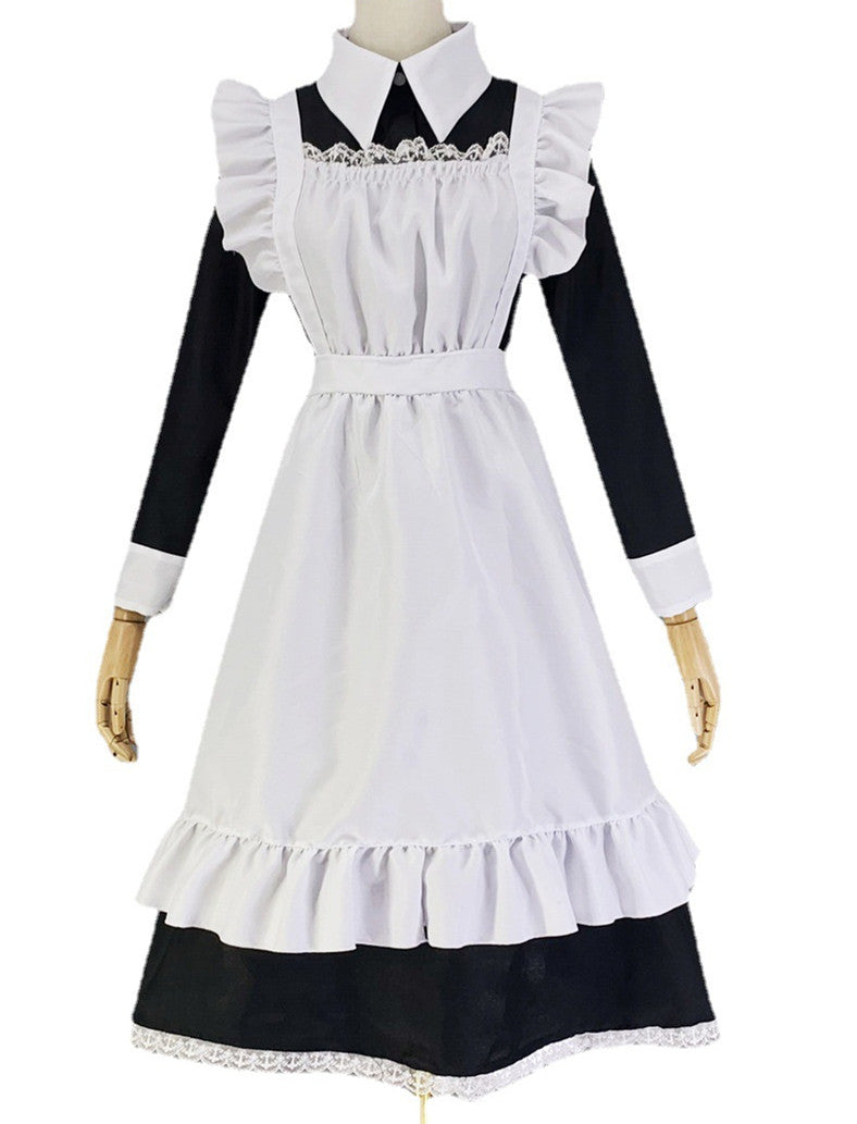 Anime Maid Cosplay Costume Dress for School Girls Long Maid Outfits Cute Lolita Dress YCC006