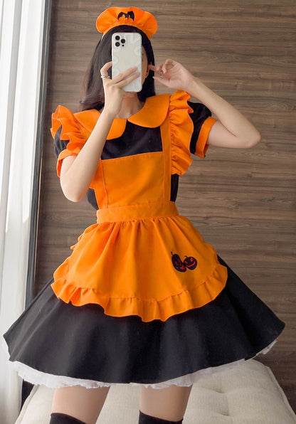 Anime Maid Cosplay Costume Dress for School Girls Halloween Maid Outfits Cute Lolita Dress YCC007