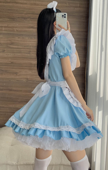 Anime Maid Cosplay Costume Dress for School Girls Halloween Maid Outfits Cute Lolita Dress YCC039