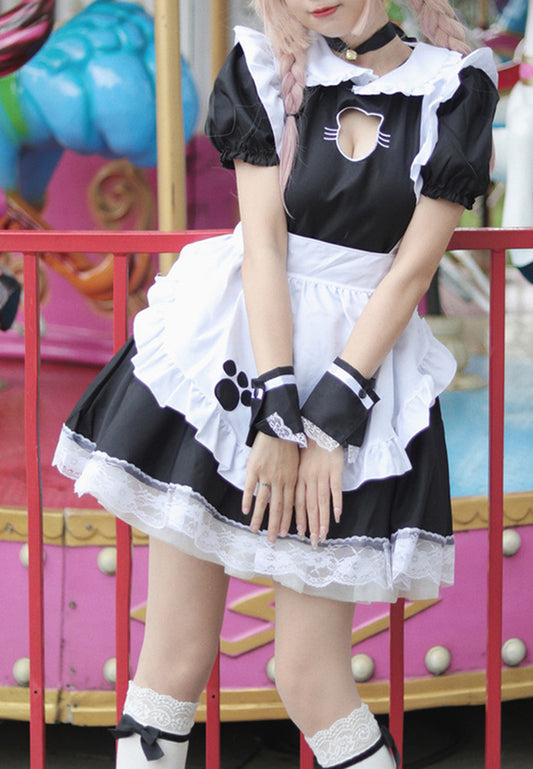 Anime Maid Cosplay Costume Dress for School Girls Halloween Maid Outfits Cute Lolita Dress YCC030