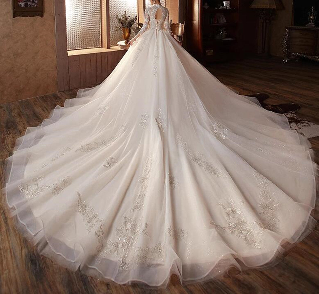 Women Beaded Wedding Dresses A-Line Long Appliques Bridal Gowns YWD047