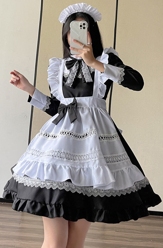 Anime Maid Cosplay Costume Dress for School Girls Halloween Maid Outfits Cute Lolita Dress YCC038