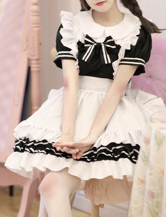 Anime Maid Cosplay Costume Dress for School Girls Halloween Maid Outfits Cute Lolita Dress YCC032