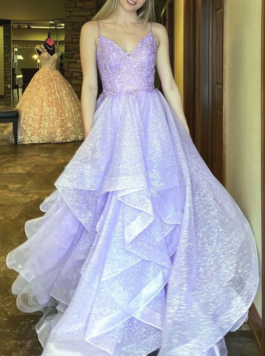 Women Lace Prom Dresses Long A-Line Evening Party Dress YPD062