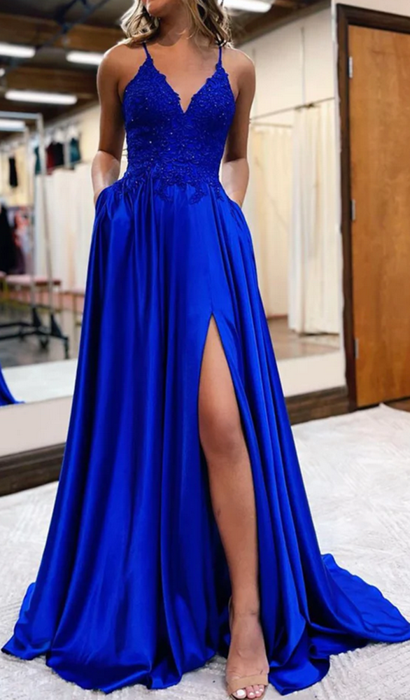 Women Lace Prom Dresses Long A-Line Evening Party Dress YPD063