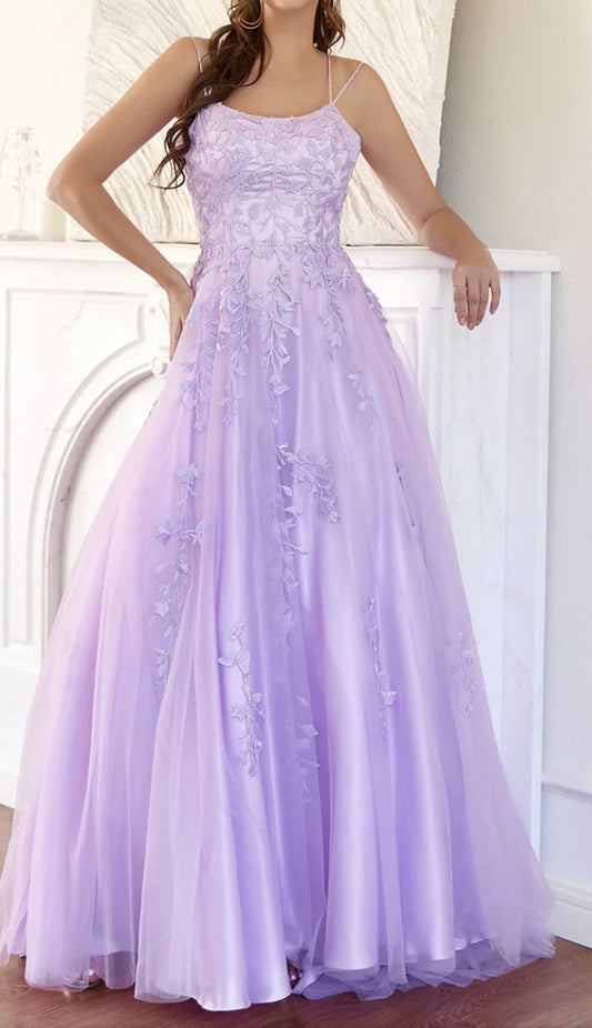 Women Lace Prom Dresses Long Appliques Evening Gowns Lace Up Formal Party Dress YPD894