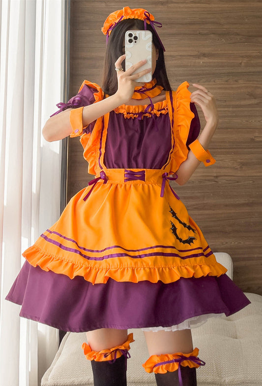 Anime Maid Cosplay Costume Dress for School Girls Halloween Maid Outfits Cute Lolita Dress YCC012