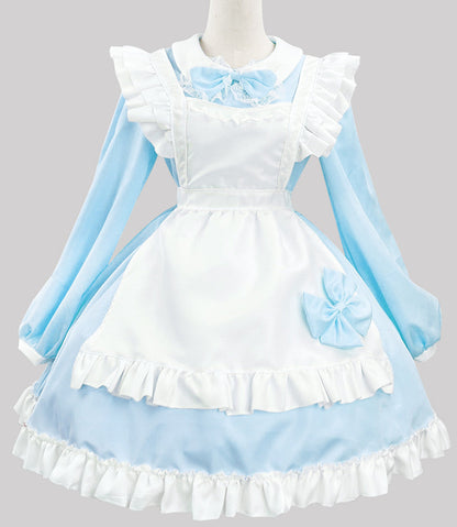 Anime Maid Cosplay Costume Dress for School Girls Halloween Maid Outfits Cute Lolita Dress YCC110