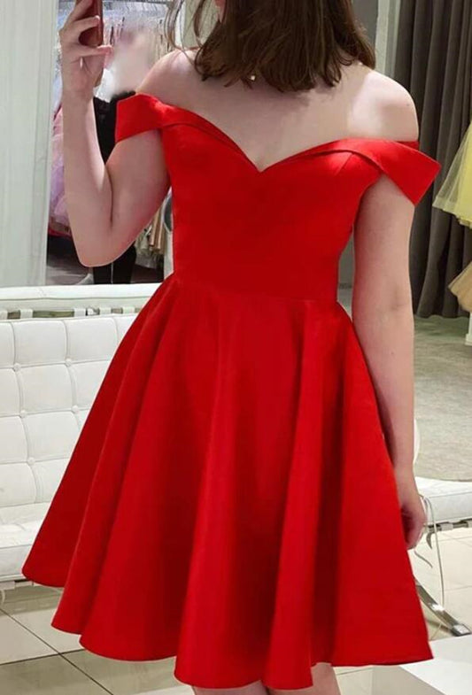 Women Satin Prom Dresses Short Cocktail Gowns Girls V-Neck Homecoming Dresses Short Graduation Dress YHD250