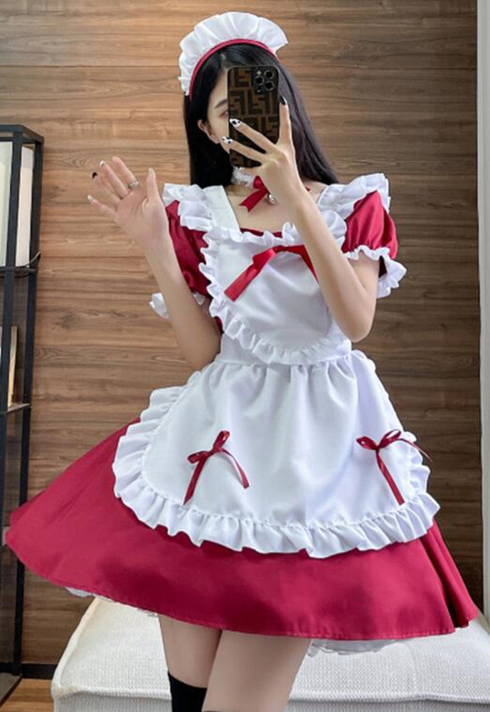 Anime Maid Cosplay Costume Dress for School Girls Halloween Maid Outfits Cute Lolita Dress YCC068