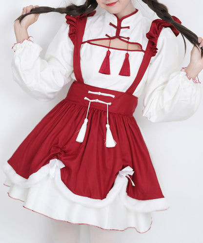 Anime Maid Cosplay Costume Dress for School Girls Halloween Maid Outfits Cute Lolita Dress YCC031