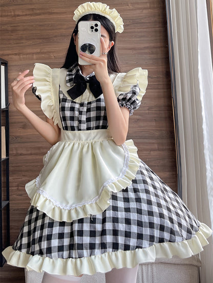 Anime Maid Cosplay Costume Dress for School Girls Halloween Maid Outfits Cute Lolita Dress YCC033