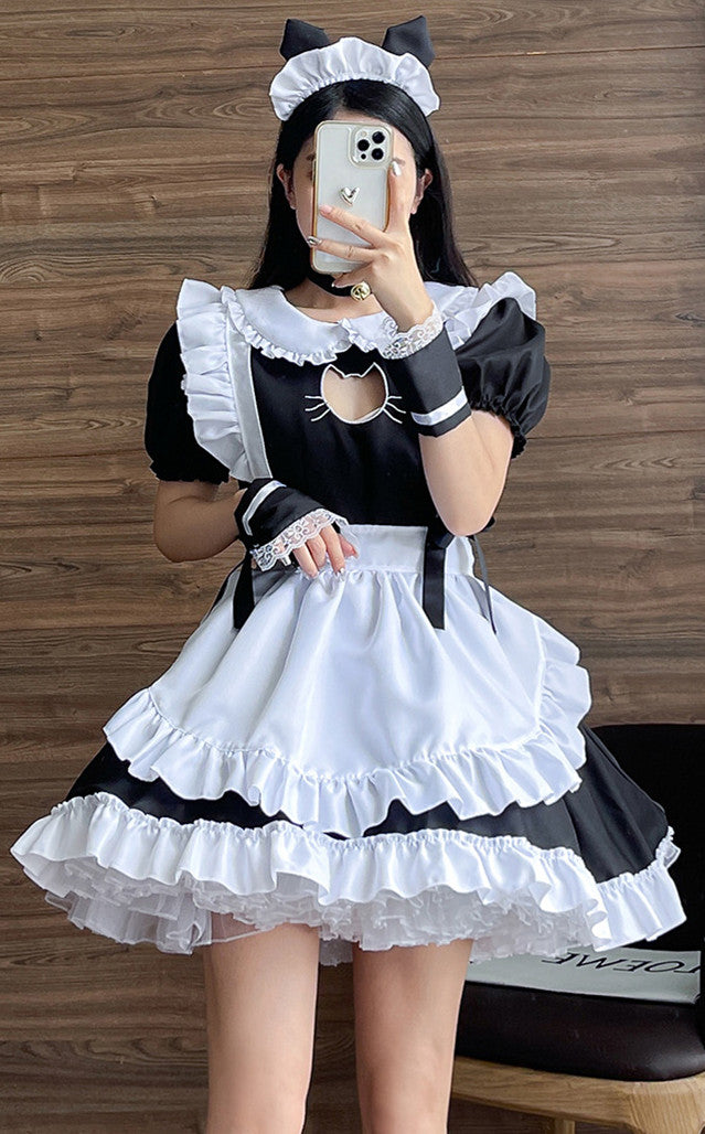 Anime Maid Cosplay Costume Dress for School Girls Halloween Maid Outfits Cute Lolita Dress YCC037