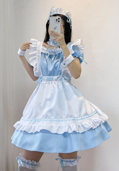 Anime Maid Cosplay Costume Dress for School Girls Halloween Maid Outfits Cute Lolita Dress YCC086