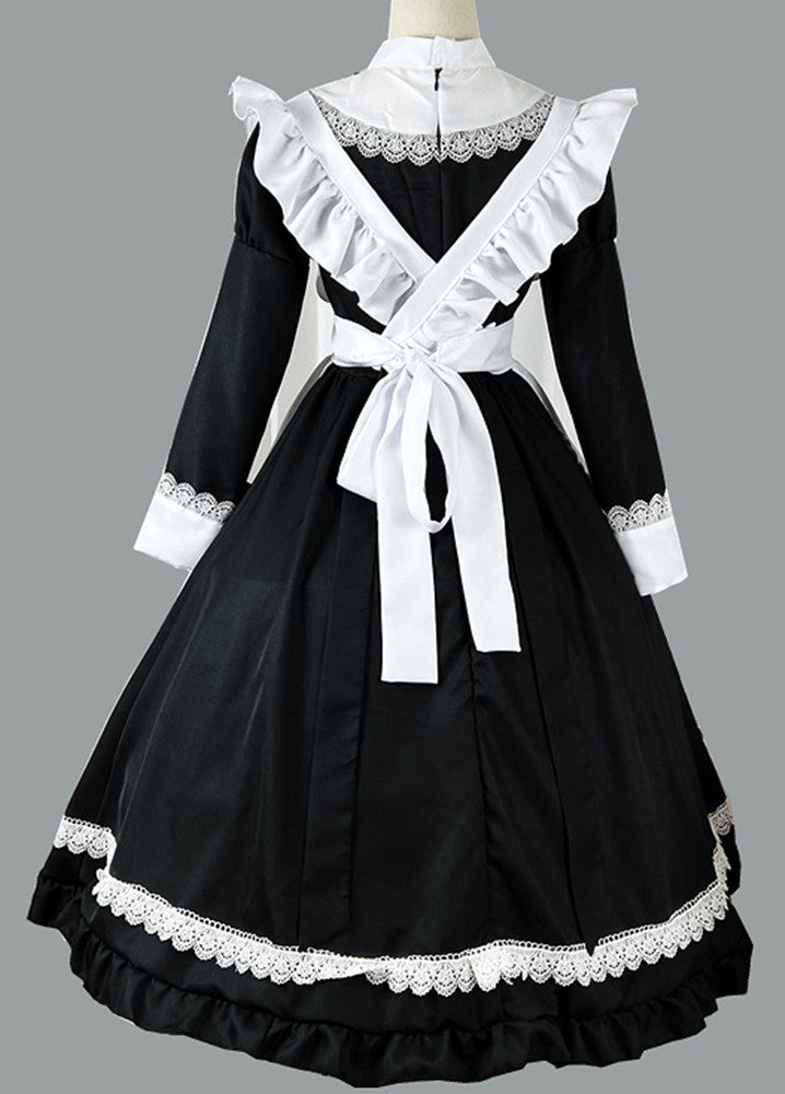 Anime Maid Cosplay Costume Dress for School Girls Halloween Long Maid Outfits Cute Lolita Dress YCC015