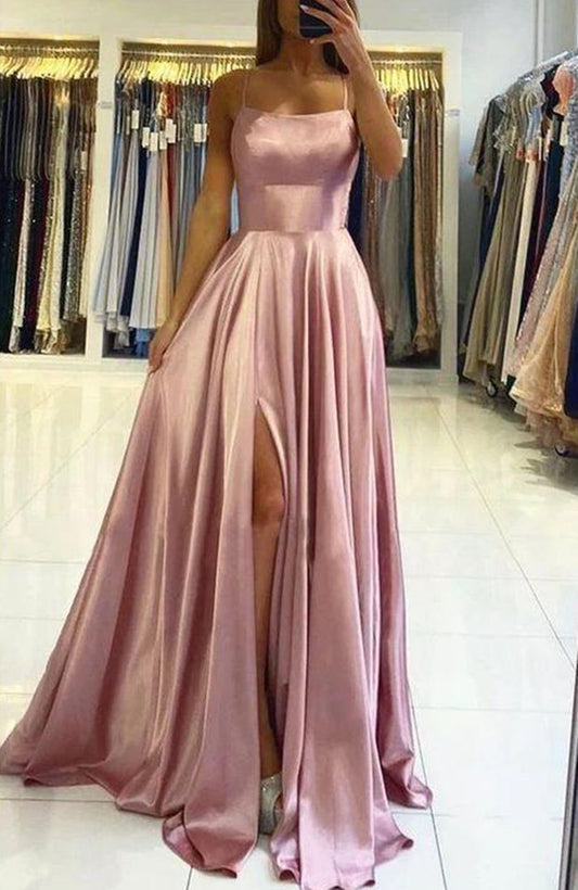 Women Simple Prom Dresses Long Side Slit Evening Gowns Formal Party Dress YPD332