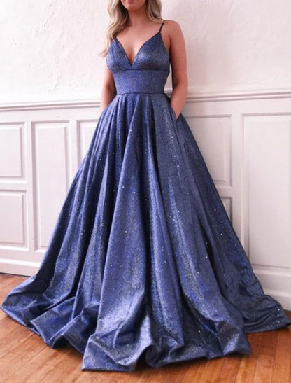 Women V-Neck Prom Dresses Long Tulle Evening Gowns Sleeveless Formal Party Dress YPD920