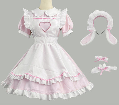 Anime Maid Cosplay Costume Dress for School Girls Halloween Maid Outfits Cute Lolita Dress YCC107