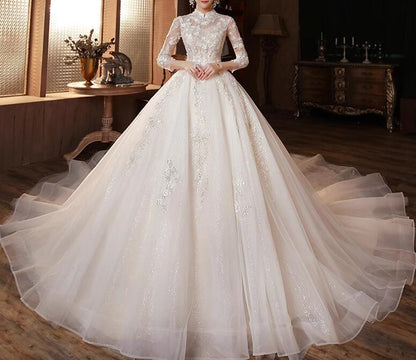 Women Beaded Wedding Dresses A-Line Long Appliques Bridal Gowns YWD047