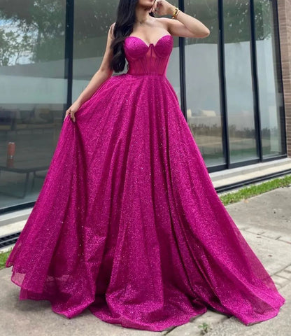 Women Sweetheart Tulle Formal Prom Dresses Long Sleeveless Evening Party Gowns YPD956